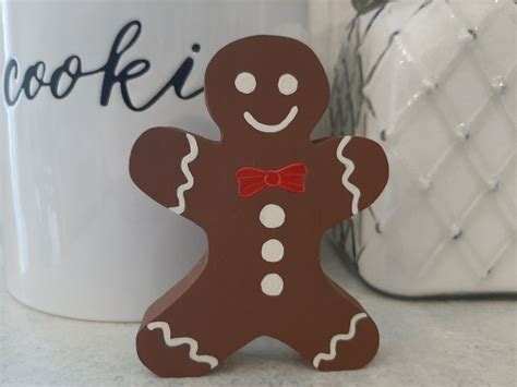 Chunky Wood Gingerbread Man Gingerbread Man Table Decor Etsy Wood