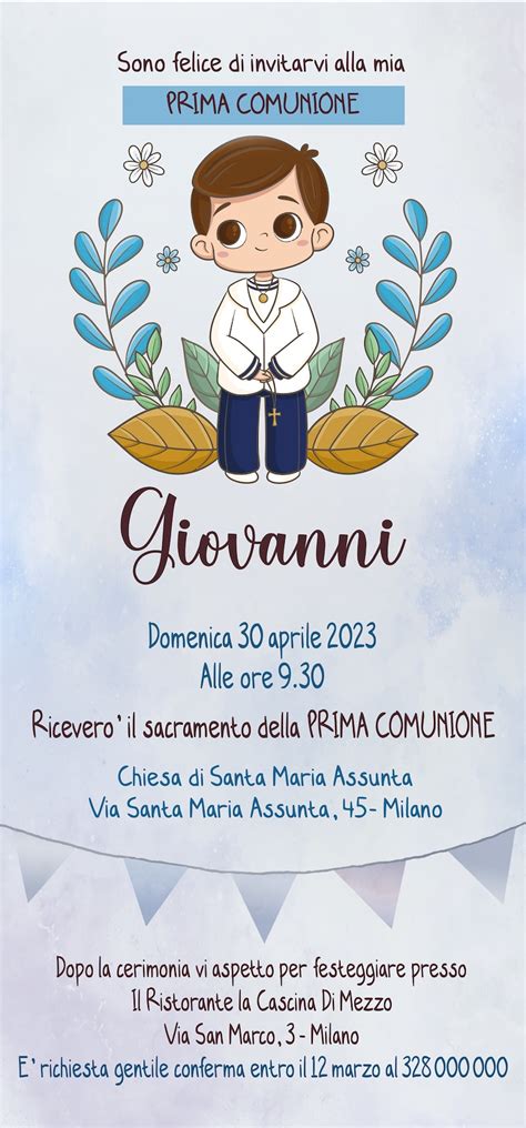 Invito Digitale Prima Comunione First Communion Pdf Digital