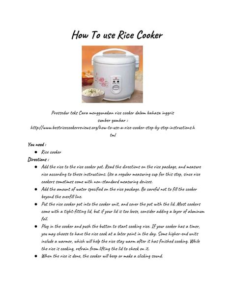 How To use Rice Cooker by shirleybkimbler - Issuu