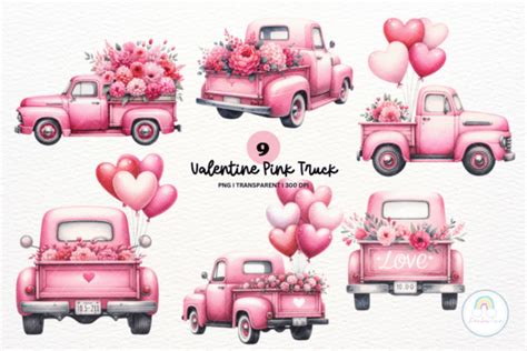 Valentine Vintage Truck Sublimation Graphic By Rainbowtown Creative