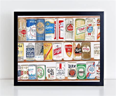 Beer Can Art Print Vintage Beer Can Art Beer Collection Art Print Beer ...