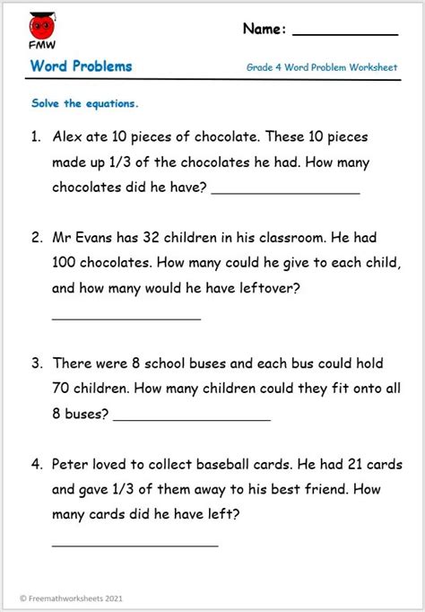 Multiplication Word Problems Worksheets For Grades To Free