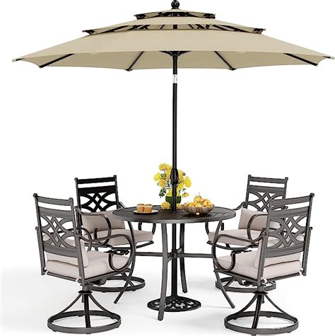 Amazon MFSTUDIO 6 Pieces Patio Umbrella Dining Sets With 4 Swivel