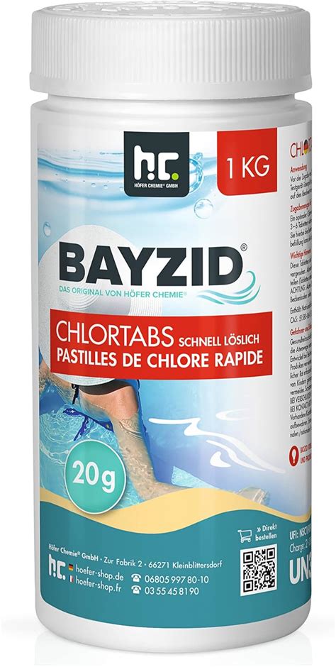 1 kg Pool Chlor Tabletten 20g BAYZID schnell löslich mit 56