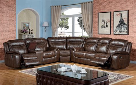 Contemporary Brown Leather Air Power Reclining 3pcs Sectional Sf1350