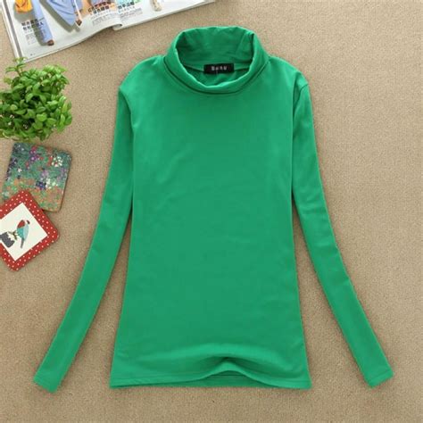 Fashion Womens Long Sleeve Turtleneck Slim Shirt Tops Cotton Slim Fit T Shirt Casual Fall Winter