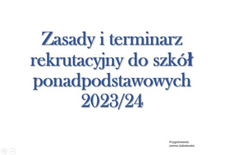 Zasady I Terminy Rekrutacji Do Szk Ponadpodstawowych Szko A