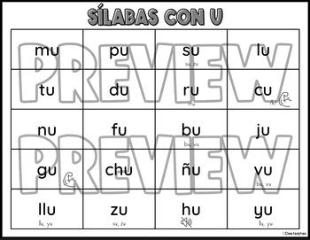 Sílabas y Palabras con a e i o u Girar Leer y Colorear Spanish Syllables