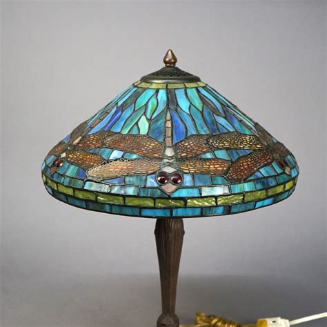 Tiffany School Dragonfly Leaded And Jeweled Glass Table Lamp 20th Century For Sale At 1stdibs