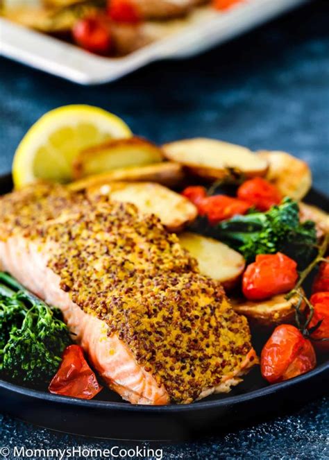 Sheet Pan Mustard Salmon Dinner Quick And Easy Mommys Home Cooking