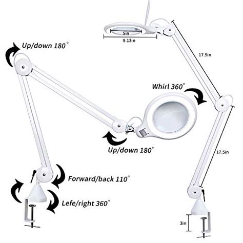 New Model LED Magnifying Lamp With Clamp Kirkas 5 Diameter 2 25X