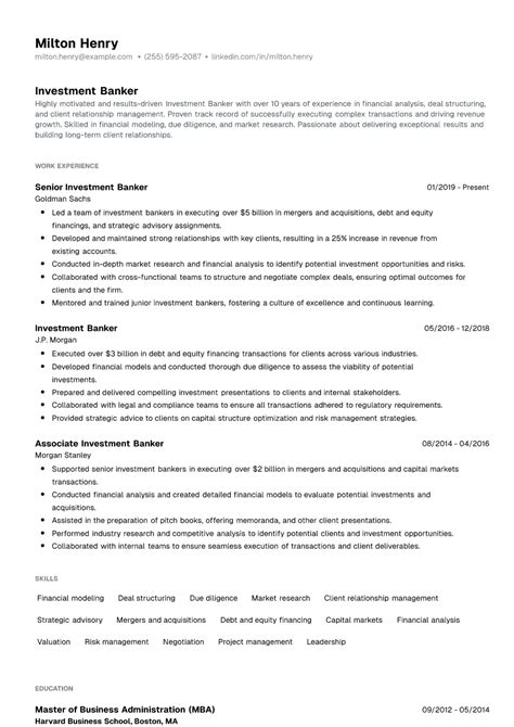 2 Investment Banker Resume Examples Writing Guide