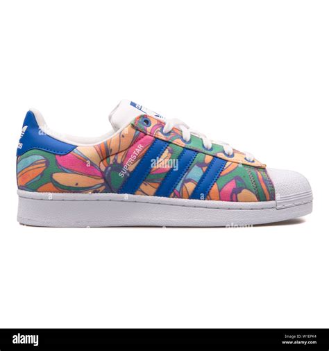 Vienna Austria August 10 2017 Adidas Superstar Floral Multi Color Sneaker On White