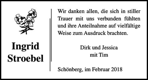 Traueranzeigen Von Ingrid Stroebel Trauer Anzeigen De