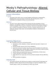 Lesson Altered Cellular And Tissue Biology Docx Mosby S