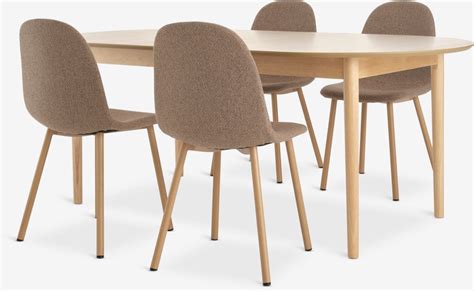 Marstrand L Table Oak Ejstrup Chairs Dark Sand Jysk