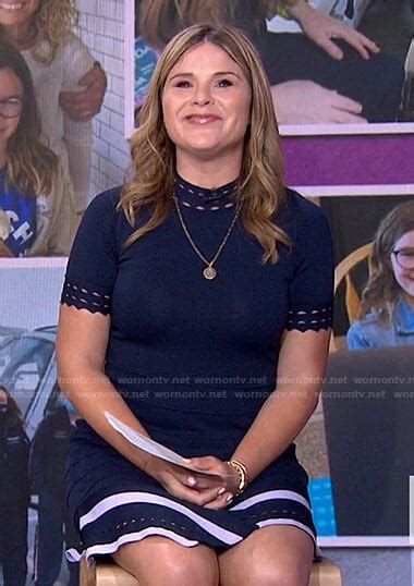 Wornontv Jennas Navy Asymmetric Knit Dress On Today Jenna Bush