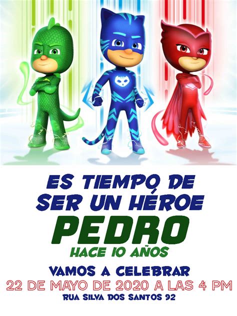 Hacer invitación online cumpleaños pj masks