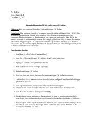 Lab 5 Docx AJ Jules Experiment 4 October 3 2021 Empirical Formula Of