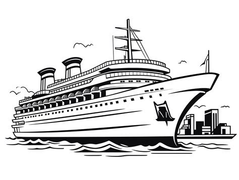 Cruise Ship Artwork To Color, Perfect For Children - Coloring Page