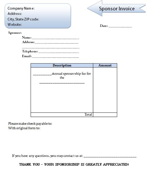 15 Sponsorship Invoice Templates To Inspire You Sponsorship Agreement