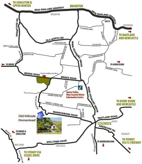 Hunter Valley Winery Map Map Of Ireland