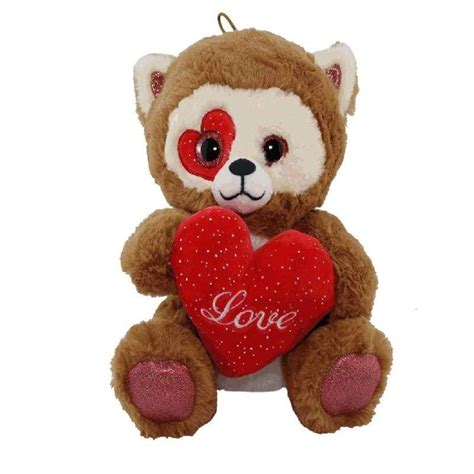 Peluche Procione Con Cuore Glitter Cm