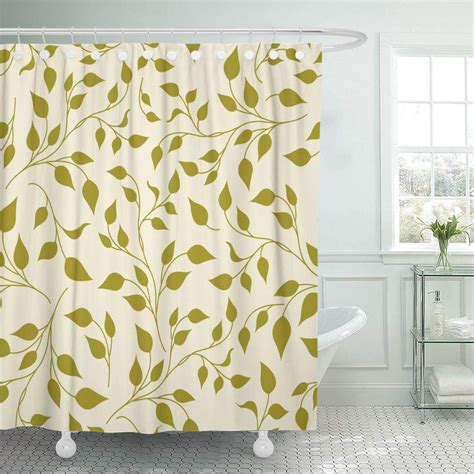 Ksadk Green Leaf Leaves On Branch Beige Nature Shower Curtain Bathroom Curtain 60x72 Inch