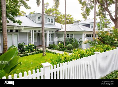 Australian Hamptons Style Home With Lush Green And White Domestic