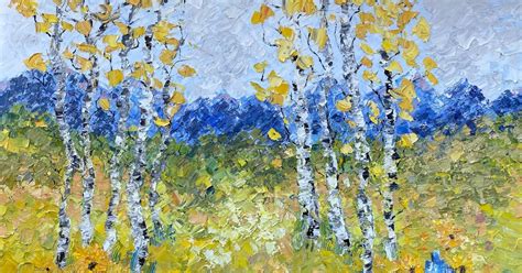 Daily Painters Abstract Gallery Palette Knife Aspen Tree Landscape