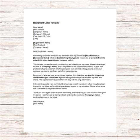 Retirement Letter Template Letter of Retirement Retiree Letter
