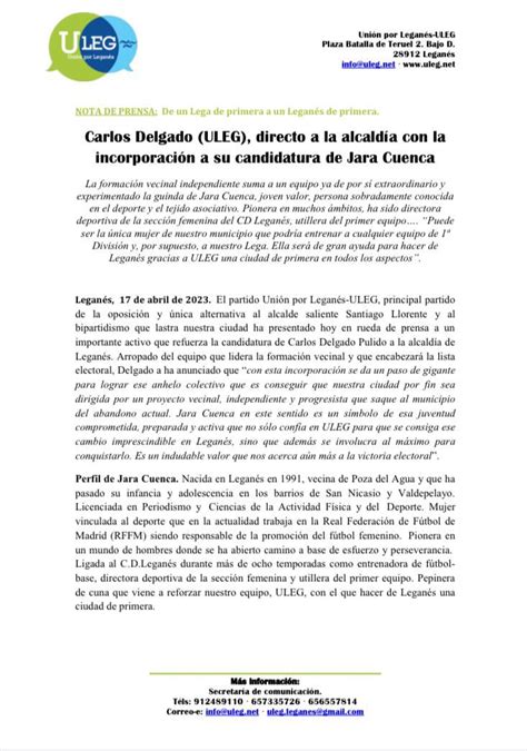 ULEG On Twitter NOTA DE PRENSA Carlos Delgado ULEG Directo A