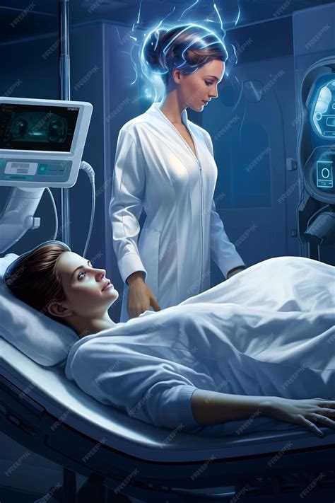 Premium Ai Image A Woman Lying In A Hospital Bed With A Nurse In The