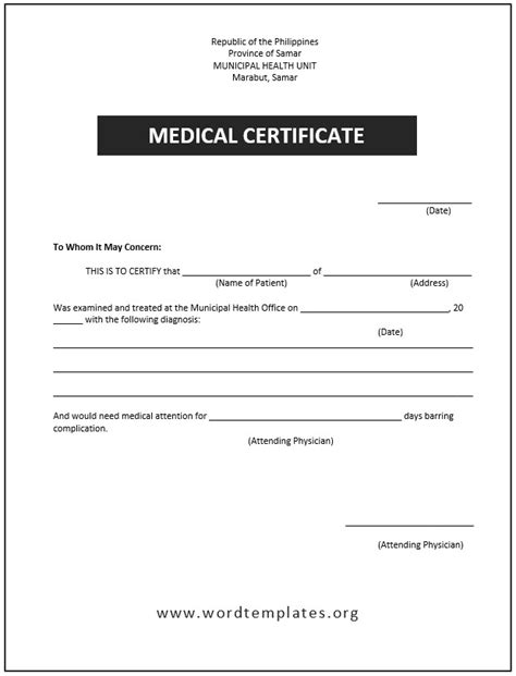 Fake Medical Certificate Template Download