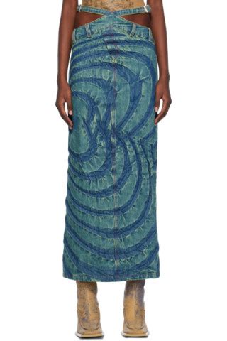 Ssense Exclusive Blue Big Heart Denim Midi Skirt By Masha Popova On Sale