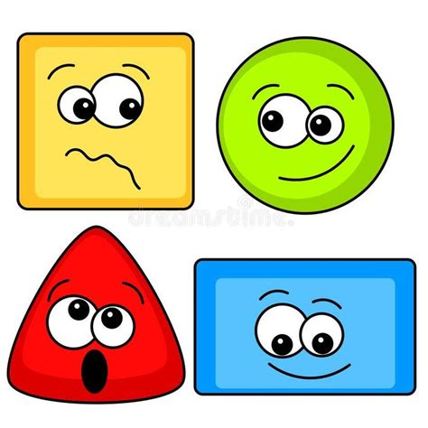 Geometric Shapes Cartoon Faces Stock Photo - Illustration of happy ...