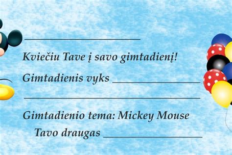 Kvietimai į „mickey Mouse Gimtadienį Ciukuciukult