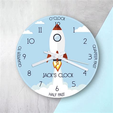 Personalised Rocket Glass Clock Uk