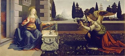 The Annunciation Leonardo Da Vinci Virgin Mary Angel Gabriel 1472