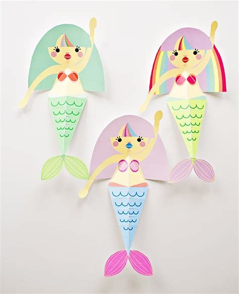 Hello Wonderful Swimming Mermaid Paper Craft With Free Printables