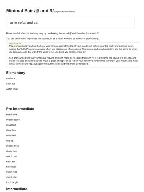 Minimal Pair ʧ And T Pdf