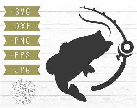 Fishing Pole Svg Cut File Instant Download Bass Fish Svg Etsy