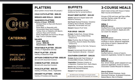 General Catering Menu - Caper's Custom Catering