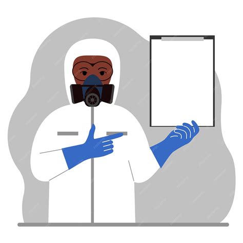 Premium Vector | A man in a white radiation protective suit and a