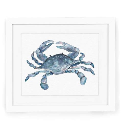 Blue Crab Watercolor Fine Art Giclee Print — 5x7 8x10 Or 11x14