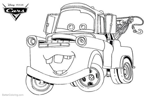 Cars Pixar Coloring Pages Tow Mater - Free Printable Coloring Pages