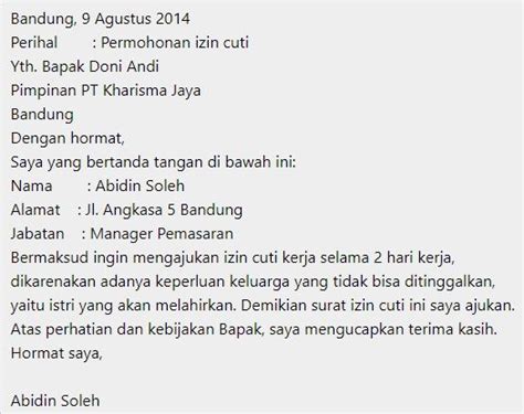 8 Contoh Surat Cuti Melahirkan Beserta Strukturnya Lengkap Halaman