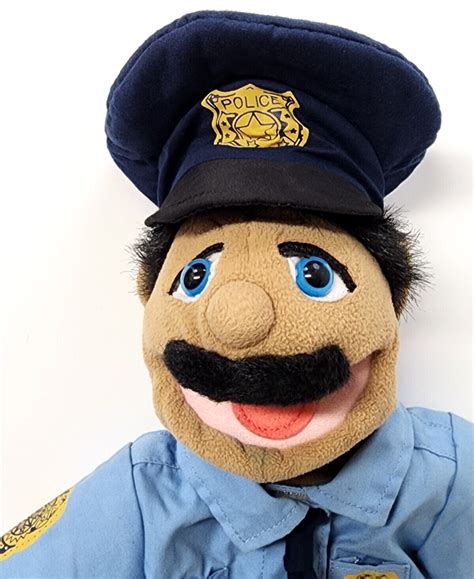 Melissa Doug Police Officer Hand Puppet Badge Mustache Hat No