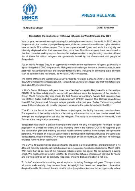 Document Press Release English Celebrating The Resilience Of