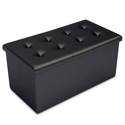 Storage Ottoman Faux Leather Rectangular Bench With Lid Space Saving